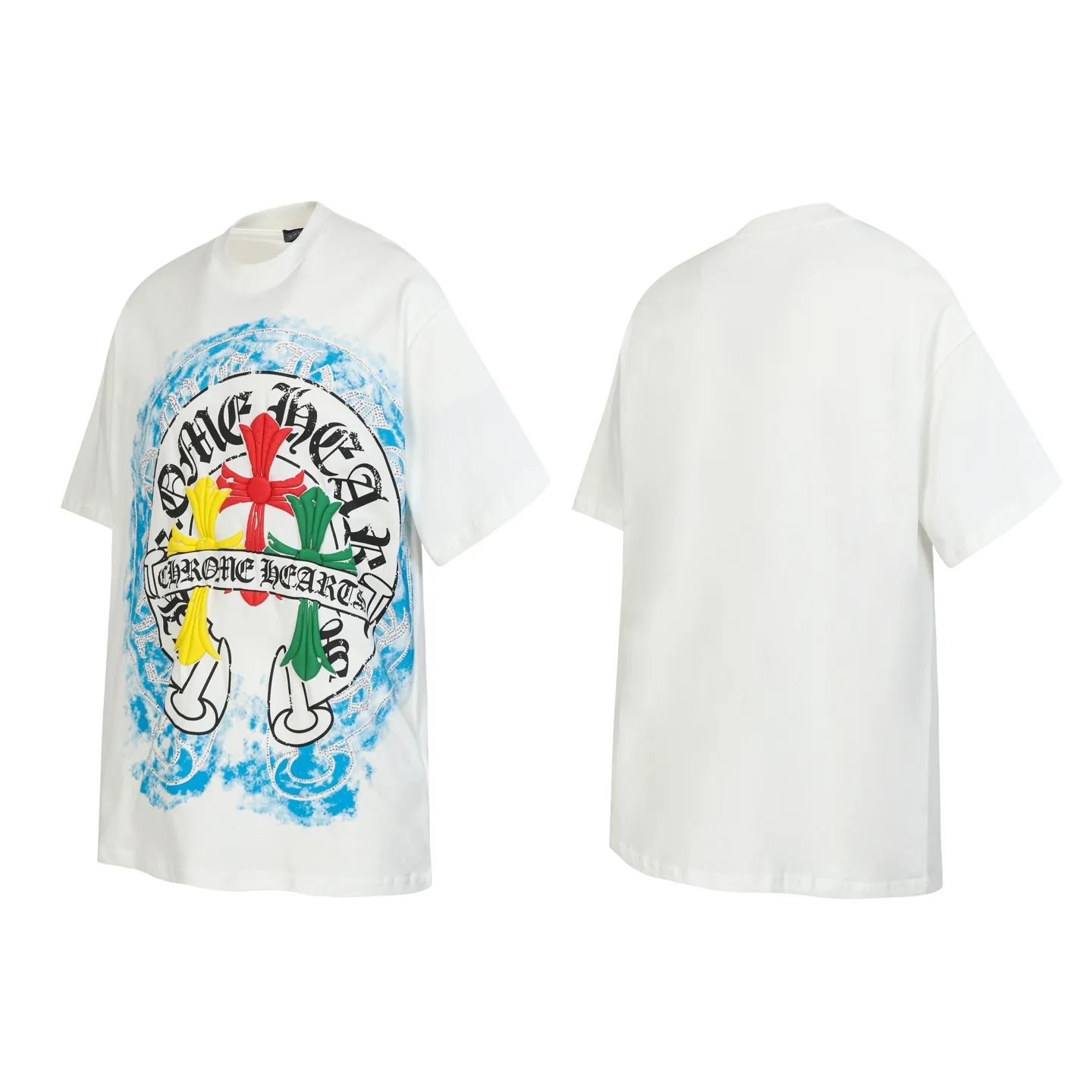 P170 Chrome Hearts CH Chrome Hearts Colorful Horseshoe Sanskrit Hot Diamond Letters Printed Short Sleeve T-shirt Uses direct injection imported machine printing. All hardware and accessories are milled and customized. Correctly configured. Black 2025 Chrome Hearts genuine packaging. 260 grams of custom-dyed double yarn cotton. Large version. Loose and stylish. Differentiated from low version, slim and long version with upper body and raised hips. 100% commitment: top quality. Not fast food. Highest version on the market. Top quality - different from ordinary versions on the market. If you care about quality, you should also respect the price. Absolutely 0 after-sales service and 0 return rate so far. It’s hard not to love the style - 260g double yarn cotton custom dyed fabric - Correct high-density main mark, washed tag, hand-sewn